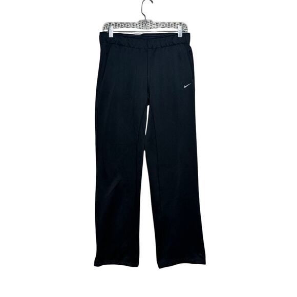 Nike Pants - Nike Therma-FIT Fleece Track Pants Womens Small Black Wide Straight Leg Swoosh